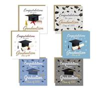 RED OCEAN Biglietti di laurea 2025, confezione multipla di 6 assortimenti, biglietti di congratulazioni per la laurea, biglietti ben fatti, 6 buste kraft incluse, biglietto per laureati