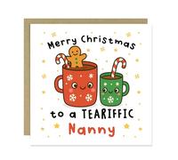 RED OCEAN Biglietto di auguri di Natale con scritta "Merry Christmas to a tea riffic", con busta in carta kraft, per nonna, buon Natale per lei, da nipote