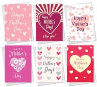 RED OCEAN Confezione da 6 biglietti per la festa della mamma, biglietto per la mamma, biglietto per la nonna, biglietto per tata, biglietto per nanna, biglietto per tata, biglietto per matrigna,