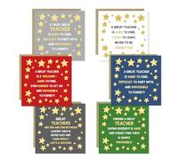 RED OCEAN Confezione multipla di 6 biglietti di ringraziamento per insegnanti per insegnanti, per scuola materna e insegnanti, assortimento di biglietti di apprezzamento 145 x 145 mm, con busta in