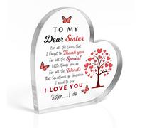 Red Ocean Placca a forma di cuore con scritta in inglese "Sister For Birthday Christmas DEAR SISTER I LOVE YOU Thank You For Heart" (lingua italiana non garantita)