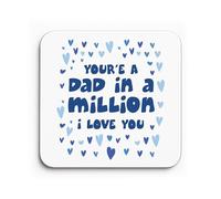 Red Ocean Sottobicchiere con scritta "Dad In A Million", regalo per la festa del papà, regalo di compleanno per papà da parte della figlia e figlio, sottobicchiere per caffè e tè, regalo divertente