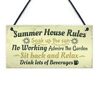 RED OCEAN Summer House Rules - Targa da appendere per capannone da giardino, idea regalo per la casa