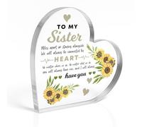 Red Ocean Targa a forma di cuore con scritta "Long Distance Sister For Birthday Christmas Connected By Thank You For Her Women Special Sister Keepsake