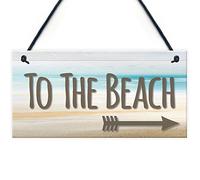RED OCEAN Targa da appendere con scritta "To The Beach Arrow" (lingua italiana non garantita)