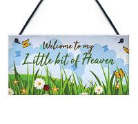 RED OCEAN Targa da appendere con scritta "Welcome Garden", idea regalo per lei