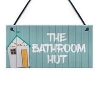 RED OCEAN Targa da bagno con scritta "The Bathroom HUT Beach", con scritta "The Bathroom HUT Beach"