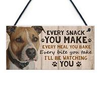 RED OCEAN Targa divertente per la casa, con scritta in lingua inglese "Beware of the dog", regalo divertente per animali domestici