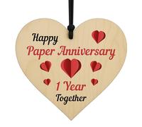 Red Ocean Targa in legno per 1° anniversario di matrimonio, regalo per marito, moglie, 1 anno insieme, cuore in legno per donne, uomini, partner, regalo ricordo