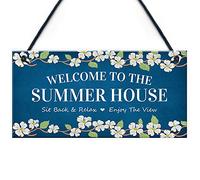 RED OCEAN Welcome Signs For Summerhouse - Targa da parete da giardino, idea regalo per la casa
