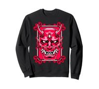 Red Oni Mask Giapponese Demone Spirit Art Felpa