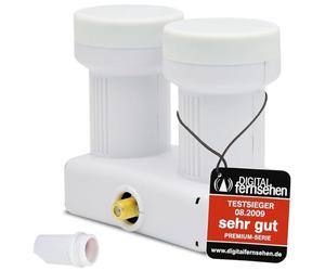 RED OPTICUM LMP 04H Monoblock Single LNB 0.1dB - LNB doppia testa per 1 partecipante e 2 Satelliti con DiseqC integrato - 3D UHD 4K Ready - Monoblock LNB Astra Hotbird
