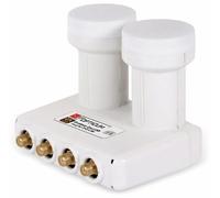 RED OPTICUM LMQP 04H Monoblock Quad LNB 0.1dB - LNB doppia testa per 4 partecipanti e 2 Satelliti con DiseqC integrato - 3D UHD 4K Ready - Monoblock LNB Astra Hotbird