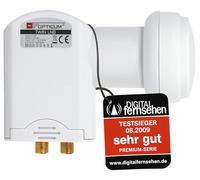 RED OPTICUM LTP 04H Twin LNB I LNB digitale resistente al calore e al freddo a 2 vie con solo 0,1 dB Figura di rumore e protezione dalle intemperie estendibile I Full HD - 3D - UHD - 4K Ready