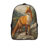 Red Orange FBue Standing on A Rock Zaino Bambini,Montagne And River Borsa Da Scuola Ragazzi E Ragazze Zaini Con Tasche Laterali Per Adolescenti 16 inch