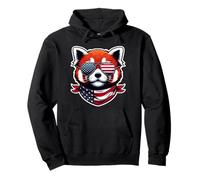 Red Panda 4 luglio American Independence Day Patriottico Felpa con Cappuccio