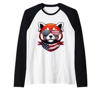 Red Panda 4 luglio American Independence Day Patriottico Maglia con Maniche Raglan