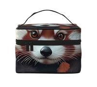 Red Panda Autumn Branches Travel Makeup Bag - Organizer portatile per articoli da toeletta con scomparti con cerniera per spazzole, bottiglie e prodotti per la cura della pelle