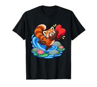 Red Panda Catches Falling Heart Cuscino con Entrambi Gli Arti Anteriori Maglietta