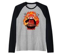 Red Panda Cooking Grill BBQ Funny Gift Red Panda Maglia con Maniche Raglan