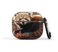 Red Panda, custodia per auricolari wireless di terza generazione, ultra leggera, protezione completa contro le cadute, con portachiavi, custodia protettiva rigida con LED frontale visibile