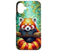 Red Panda - Custodia per vetrate colorate, motivo: panda rosso Custodia per iPhone 16 Plus