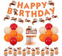 Red Panda Decorazioni di compleanno Panda Rosso Banner di compleanno Ghirlanda Topper per torta Palloncini Panda e Bambù Tema Bday Decor per bambini Carino tema animale 1 ° 2 ° 3 ° compleanno