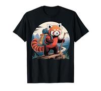 Red Panda Escursionista sulla Montagna Trail Wilderness Art Maglietta