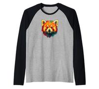 Red Panda Face Art Bright Forest Animal Design realistico Maglia con Maniche Raglan