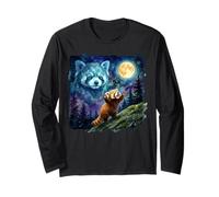Red Panda Howling at The Moon Funny Parody Art Maglia a Manica