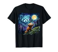 Red Panda Howling at The Moon Funny Parody Art Maglietta