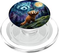 Red Panda Howling at the Moon Funny Parody Art PopSockets PopGrip per MagSafe