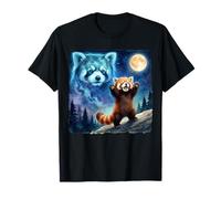 Red Panda Howling at The Moon Parody Night Sky Art Maglietta
