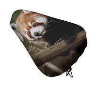 Red Panda on Tree Branch Bike Seat Cover Morbido Imbottito, Extra Wide Bike Seat Cushion for Women Men Comfort, Ricambio Impermeabile Sedile Bicicletta Cuscino con Cordoncino, Adatto per Strada