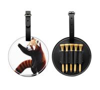 Red Panda Pattern Black Golf Tee Storage Bag - Facile da trasportare e più efficiente nel giocare a golf