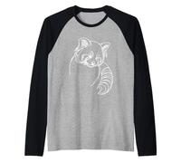 Red Panda Piccolo Orso Line Art Mammal Art Zoologo Maglia con Maniche Raglan