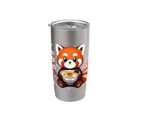 Red Panda Ramen Blooming Sakura Japan Cherry Blossom Noodles Bicchiere termico in acciaio inox doppia parete