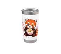 Red Panda Ramen Blooming Sakura Japan Cherry Blossom Noodles Bicchiere termico in acciaio inox doppia parete
