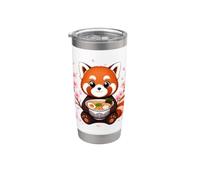 Red Panda Ramen Blooming Sakura Japan Cherry Blossom Noodles Bicchiere termico in acciaio inox doppia parete