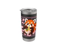 Red Panda Ramen Blooming Sakura Japan Cherry Blossom Noodles Bicchiere termico in acciaio inox doppia parete