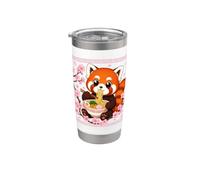 Red Panda Ramen Blooming Sakura Japan Cherry Blossom Noodles Bicchiere termico in acciaio inox doppia parete
