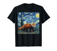 Red Panda Van Gogh Notte Stellata Pittura Animal Art Design Maglietta