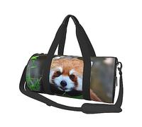 Red Pandas - Borsone rotondo da viaggio con stampa panda, borsa da palestra, fitness, allenamento, nero, taglia unica, Nero , Taglia unica