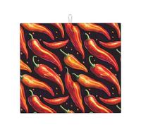 Red Pepper 1 Tappetino scolapiatti in microfibra per bancone della cucina, lavabile in lavatrice, super assorbente, tappetino scolapiatti 40,6 x 45,7 cm