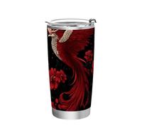 Red Phoenix Tazza cinese in acciaio inossidabile con coperchio a prova di perdite tazza da viaggio da caffè 20 once per esterno semplicemente isolato bicchiere 20 once