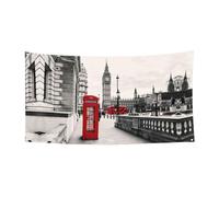 Red Phone Booth London Street Printing Holiday Party Banner decorazioni con metallo, per interni ed esterni, da appendere, con occhielli, 1 confezione