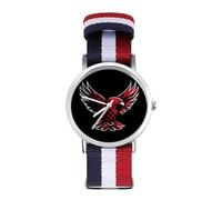 Red Plaid Bald Eagle Sport Watch per uomo donna cinturino in nylon orologio da polso analogico al quarzo, Stile:, regular, Cinturino