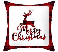 Red Plaid Buon Natale Federa per cuscino Babbo Natale Divano Federa Natale Decorazione natalizia per la casa 2022 Capodanno Durability