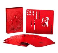 Red Playing Cards - PVC, 54 Sheets Waterproof Deck | Standard Poker Card Set, Durable Family Game Entertainment For Adults, Seniors, Men & Women, Ideal For Travel, Holiday Gatherings, Christmas