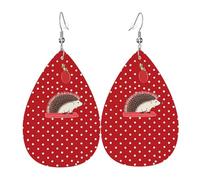 Red Polka Dot Hedgehog Orecchini In Pelle Moda Pendenti Divertenti Orecchini Da Donna Per Carnevale Tutti I Giorni